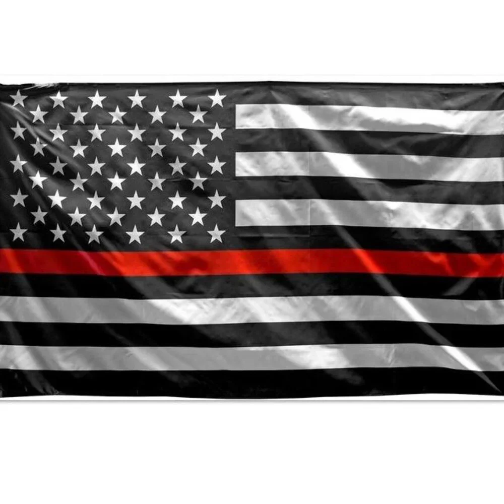NEW Thin Red Line 3x5 American Flag Support Fire Fighters Black & White
